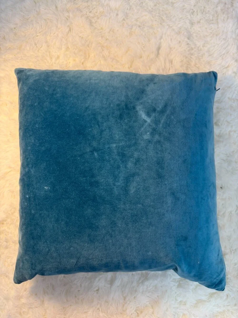 Crate and Barrell Turquoise Solid Velvet  Throw Pillow